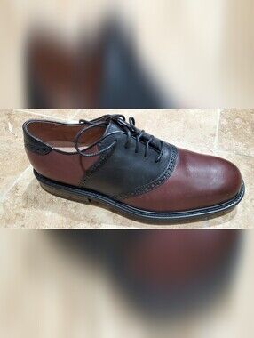 Two-Tone Leather Oxford Shoes in Black and Burgundy